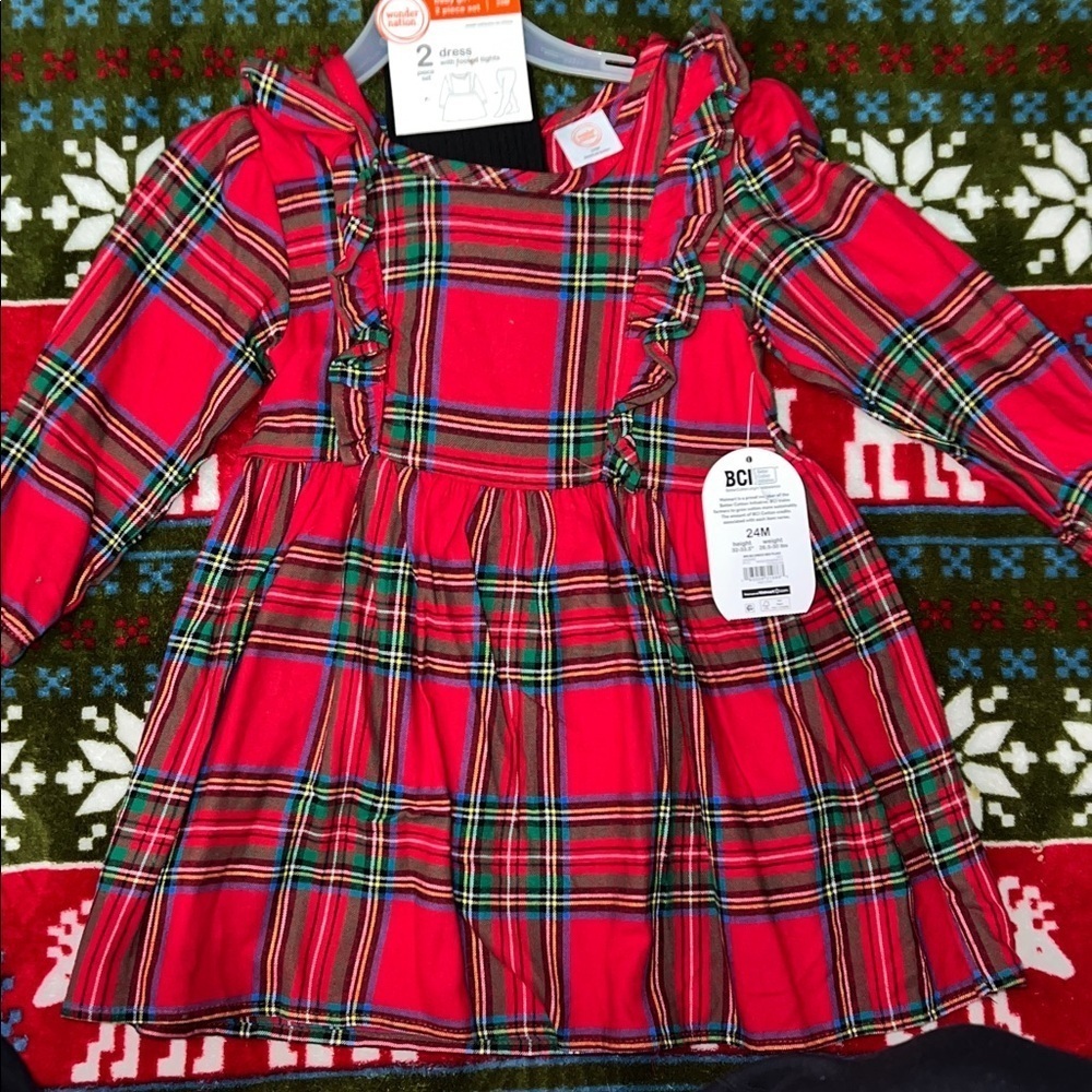 Wonder Nation Red Plaid Ruffle Dress 24 Months